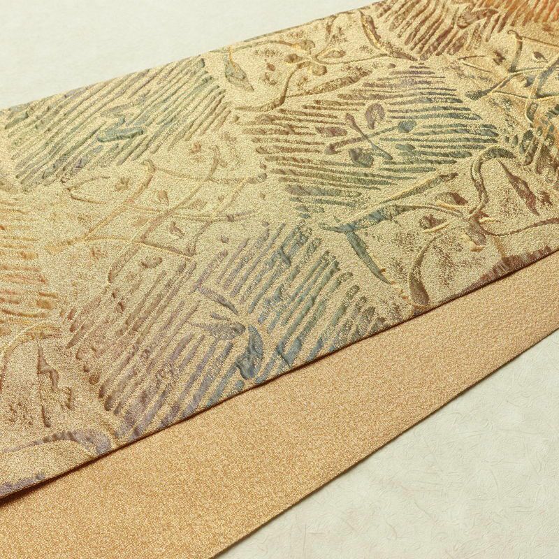 袋帯 浜田庄司文様 六通柄 フォーマル用 正絹 幾何学柄・抽象柄 箔 金糸 帯 金・銀_画像11