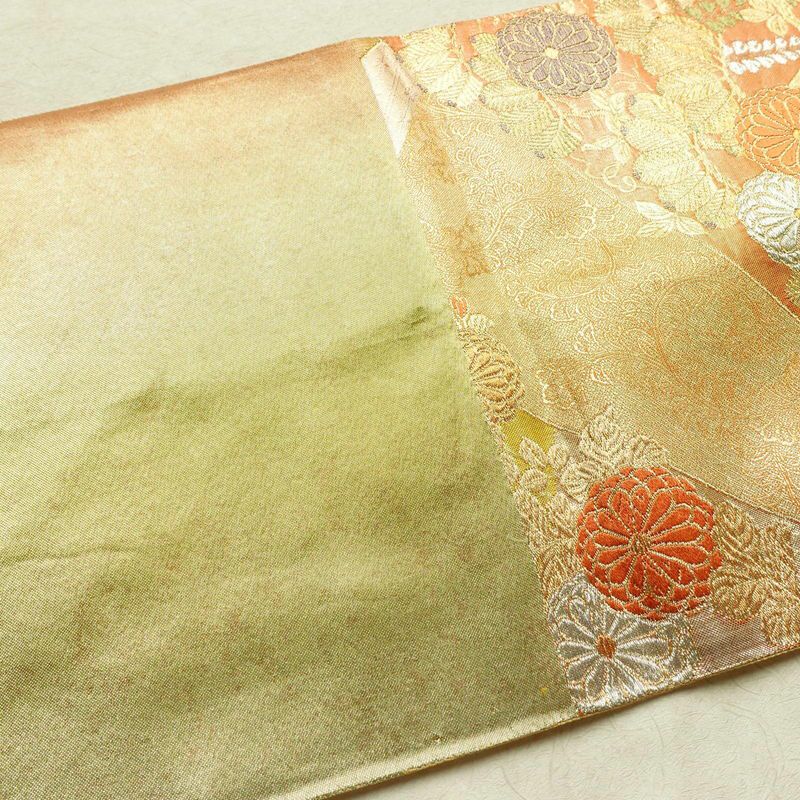 袋帯 六通柄 フォーマル用 正絹 木の葉・植物柄 箔 金糸 帯 金・銀_画像16