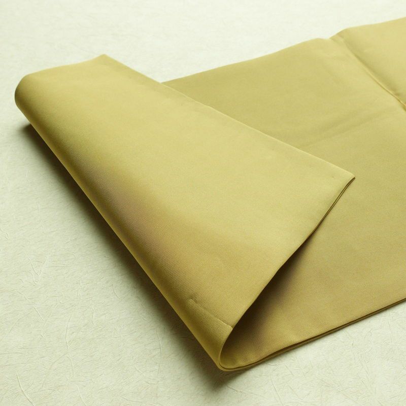 名古屋帯 全通柄 良品 正絹 無地 名古屋仕立て 帯 黄・黄土色_画像7