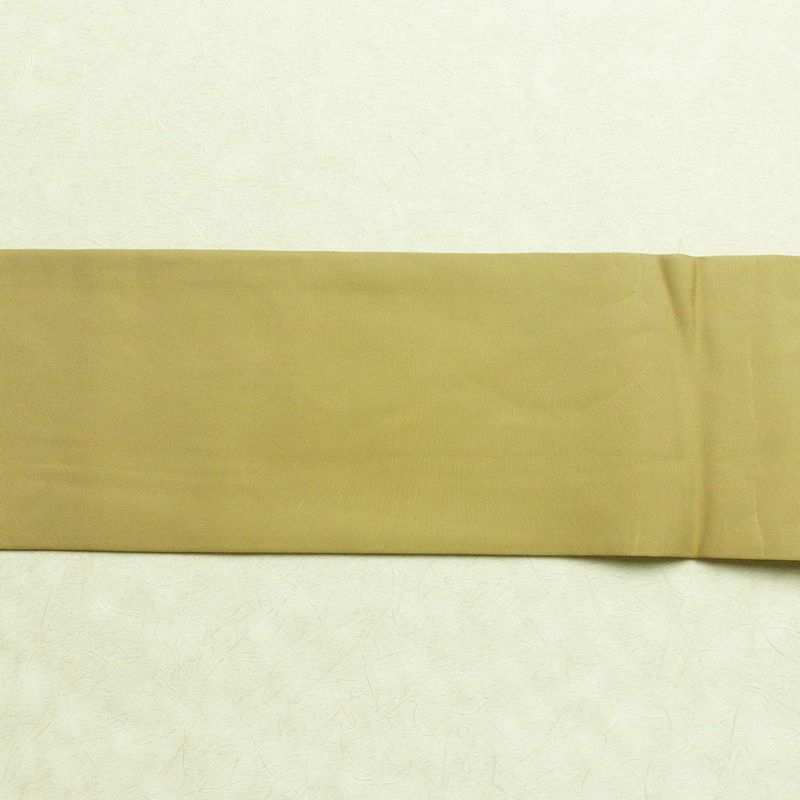 名古屋帯 全通柄 良品 正絹 無地 名古屋仕立て 帯 黄・黄土色_画像11