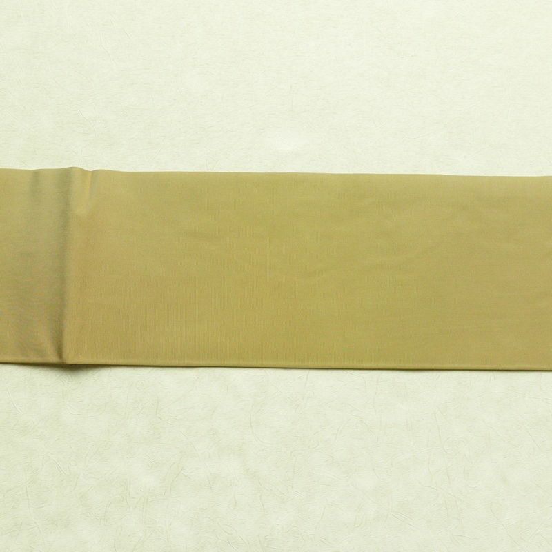 名古屋帯 全通柄 良品 正絹 無地 名古屋仕立て 帯 黄・黄土色_画像12