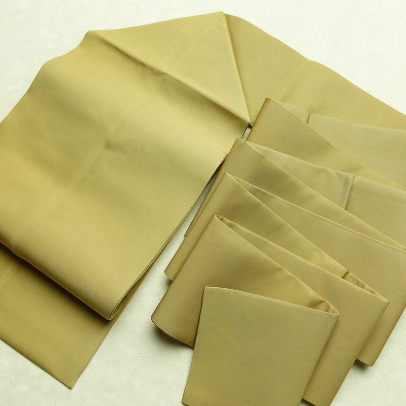 名古屋帯 全通柄 良品 正絹 無地 名古屋仕立て 帯 黄・黄土色_画像14