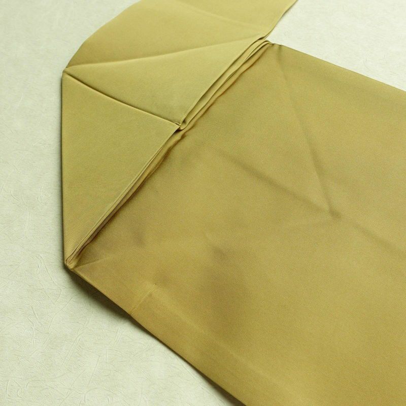 名古屋帯 全通柄 良品 正絹 無地 名古屋仕立て 帯 黄・黄土色_画像16