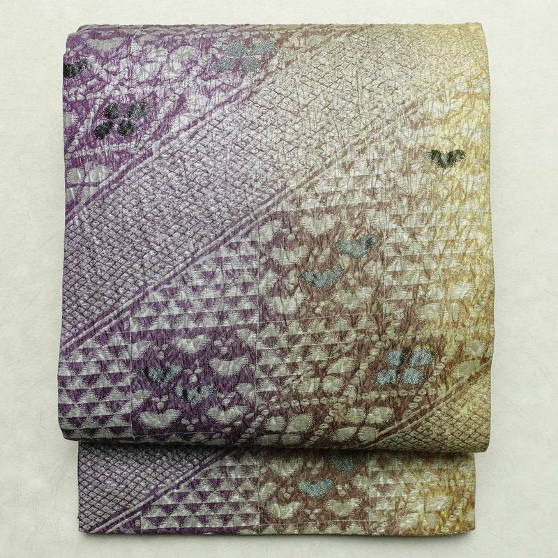 袋帯 ふくれ織 全通柄 美品 フォーマル用 正絹 箔 金糸 帯_画像1