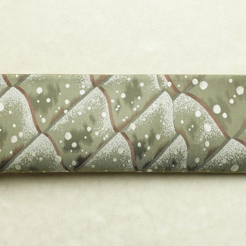 袋帯 六通柄 美品 フォーマル用 正絹 古典柄 銀糸 帯 緑・うぐいす色_画像13