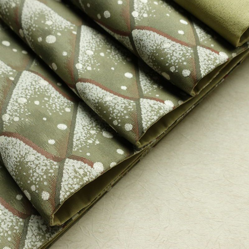 袋帯 六通柄 美品 フォーマル用 正絹 古典柄 銀糸 帯 緑・うぐいす色_画像19