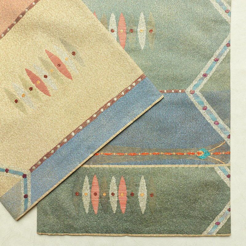 袋帯 六通柄 良品 フォーマル用 正絹 幾何学柄・抽象柄 箔 金糸 帯 多色使い_画像13