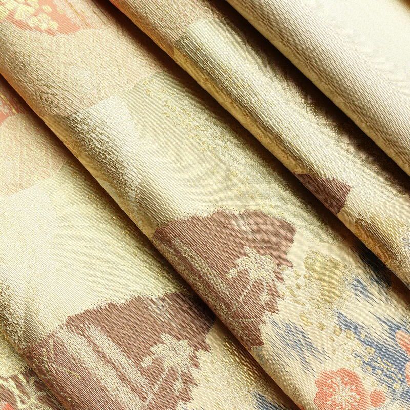 袋帯 四季色紙文 六通柄 フォーマル用 正絹 花柄 箔 金糸 帯 ベージュ_画像19