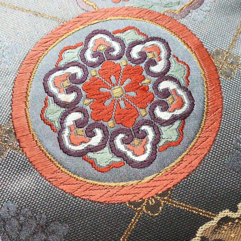 袋帯 六通柄 良品 フォーマル用 正絹 古典柄 箔 金糸 帯 紫・藤色_画像3