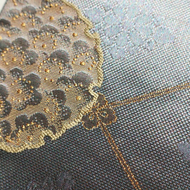 袋帯 六通柄 良品 フォーマル用 正絹 古典柄 箔 金糸 帯 紫・藤色_画像6