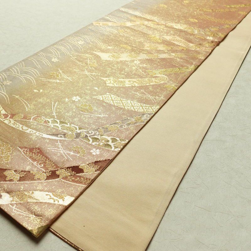 袋帯 六通柄 フォーマル用 正絹 古典柄 箔 金糸 帯 金・銀_画像8