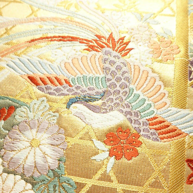 袋帯 本金箔九百錦 献上彩花輪 六通柄 フォーマル用 正絹 古典柄 箔 金糸 帯 金・銀_画像5