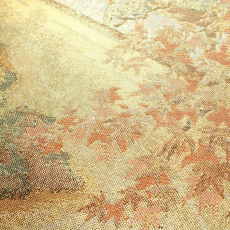 袋帯 六通柄 フォーマル用 正絹 風景柄 箔 帯 金・銀_画像4