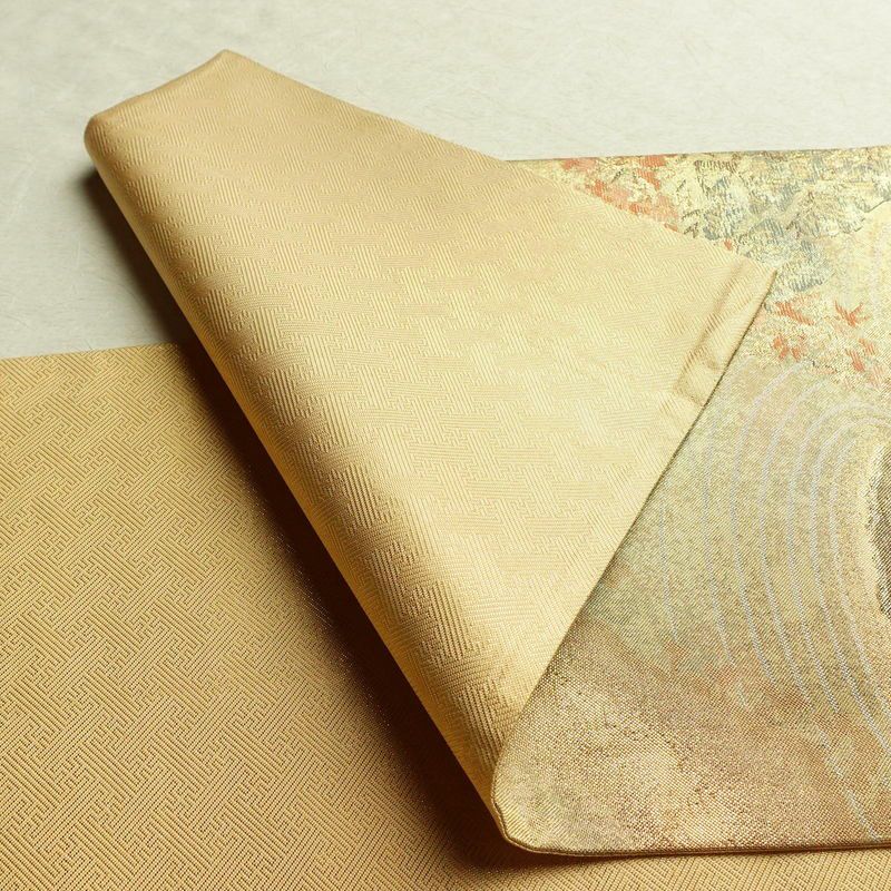 袋帯 六通柄 フォーマル用 正絹 風景柄 箔 帯 金・銀_画像9