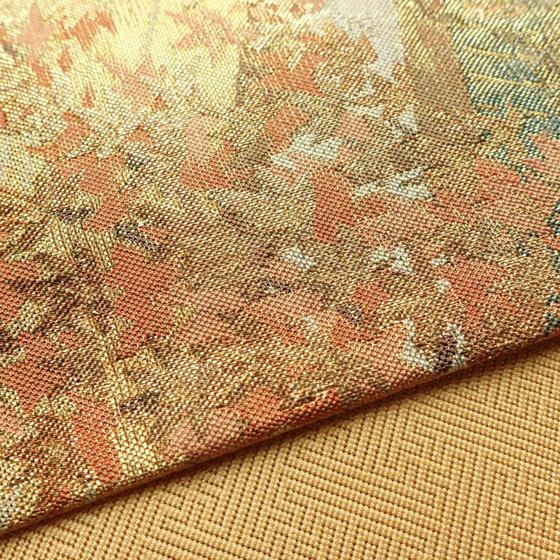 袋帯 六通柄 フォーマル用 正絹 風景柄 箔 帯 金・銀_画像11