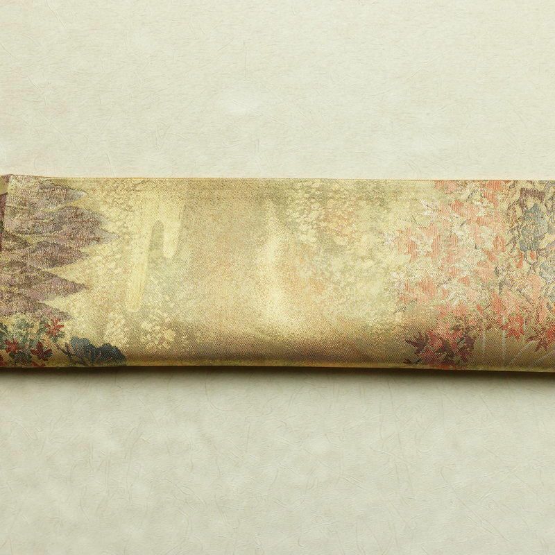 袋帯 六通柄 フォーマル用 正絹 風景柄 箔 帯 金・銀_画像13