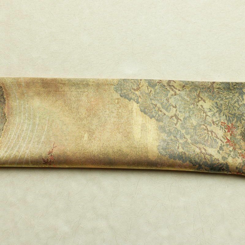 袋帯 六通柄 フォーマル用 正絹 風景柄 箔 帯 金・銀_画像14