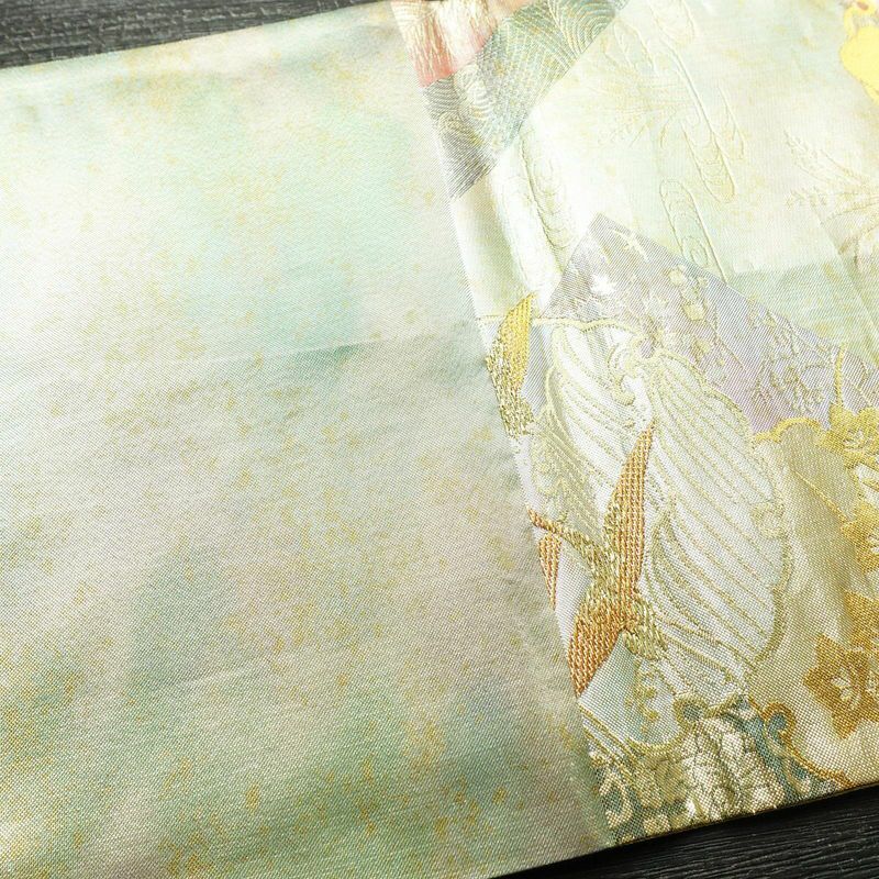袋帯 六通柄 良品 フォーマル用 正絹 古典柄 箔 金糸 帯 緑・うぐいす色_画像16