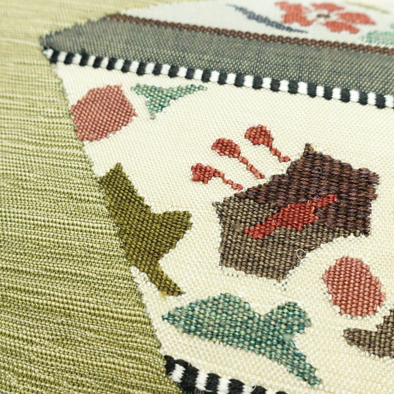 袋帯 太鼓柄 良品 一般用 正絹 花柄 帯 緑・うぐいす色_画像5