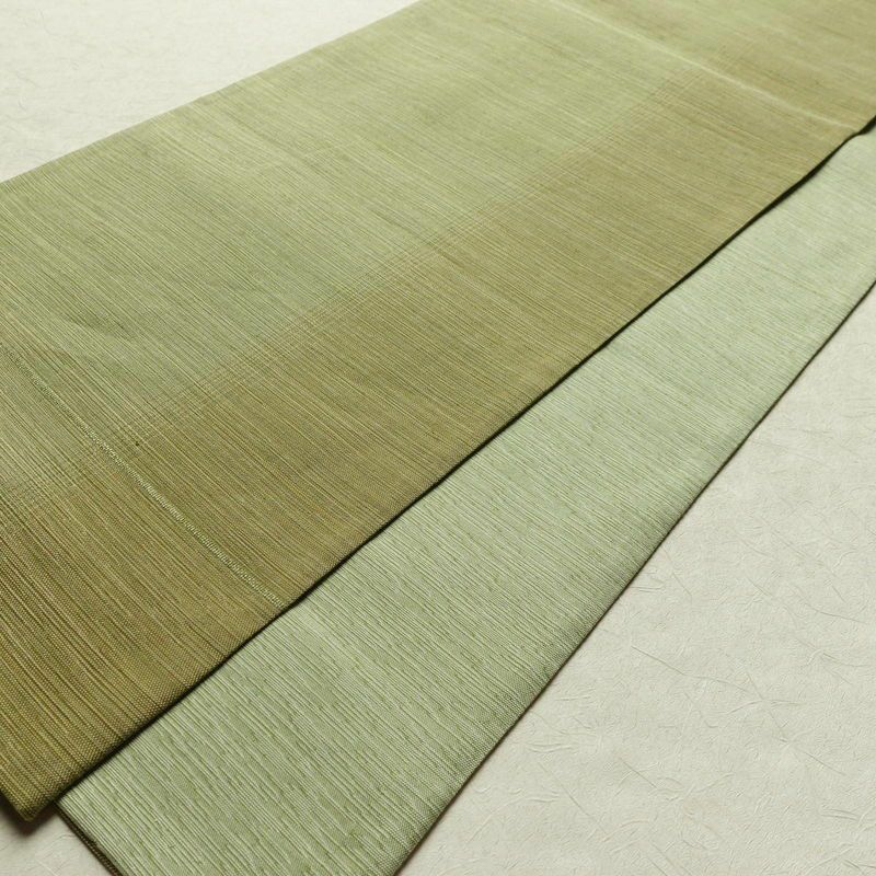 袋帯 太鼓柄 良品 一般用 正絹 花柄 帯 緑・うぐいす色_画像8