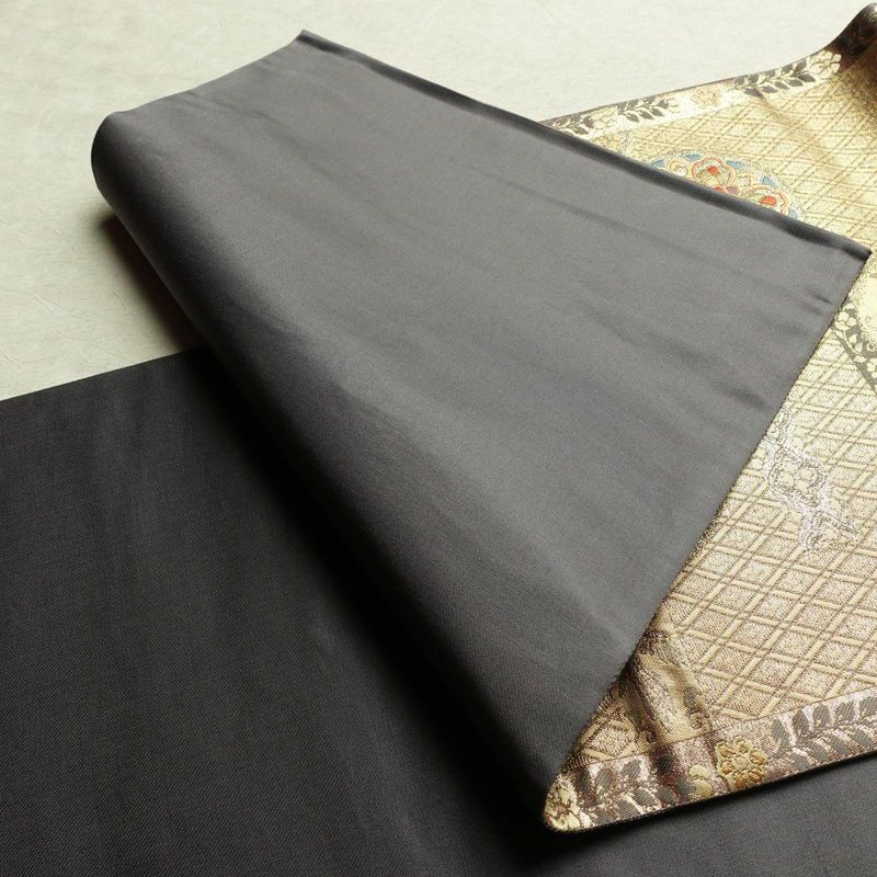 袋帯 六通柄 フォーマル用 正絹 幾何学柄・抽象柄 箔 帯 黄・黄土色_画像12