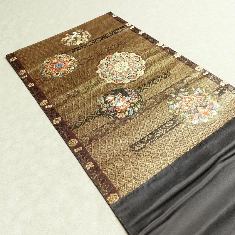 袋帯 六通柄 フォーマル用 正絹 幾何学柄・抽象柄 箔 帯 黄・黄土色_画像18