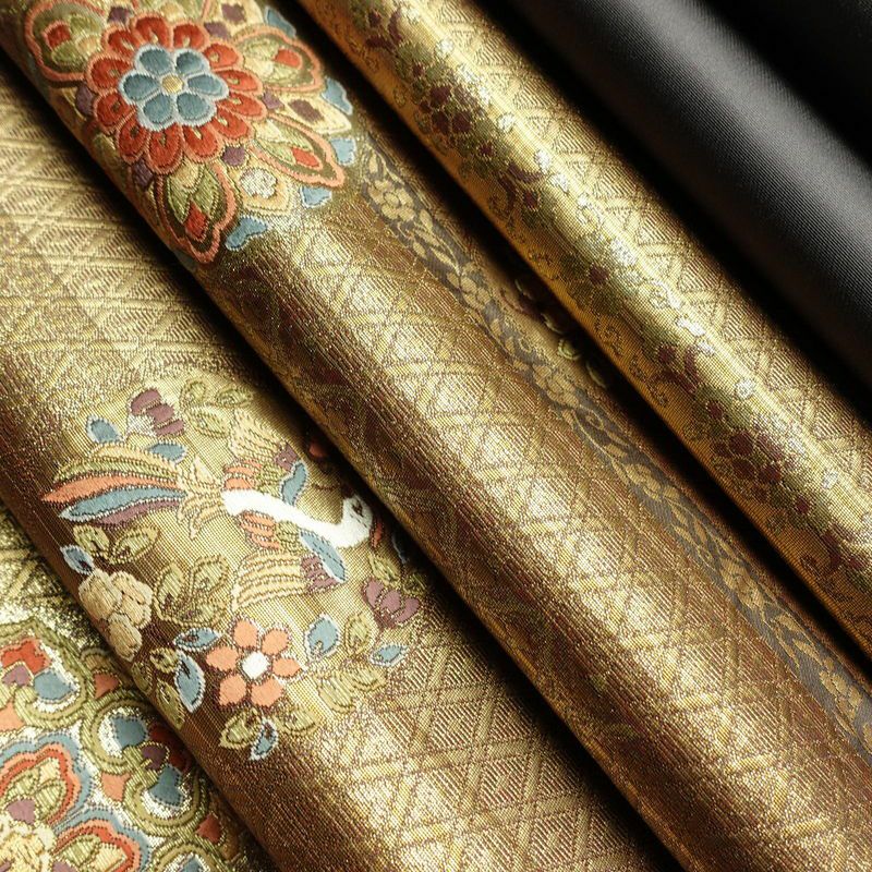 袋帯 六通柄 フォーマル用 正絹 幾何学柄・抽象柄 箔 帯 黄・黄土色_画像20