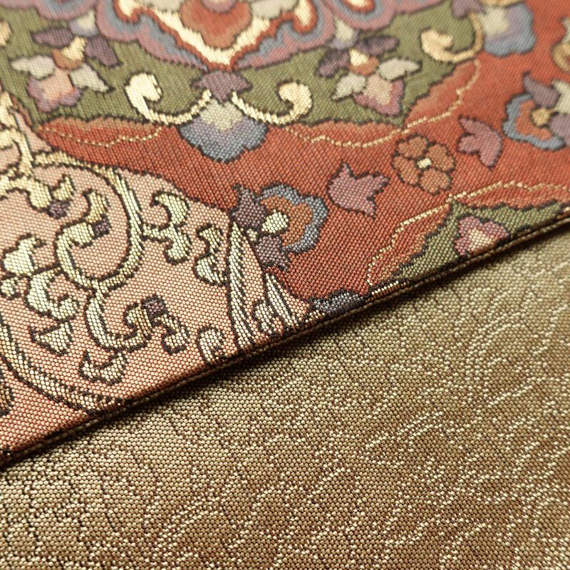 袋帯 六通柄 一般用 正絹 幾何学柄・抽象柄 帯 ベージュ_画像11