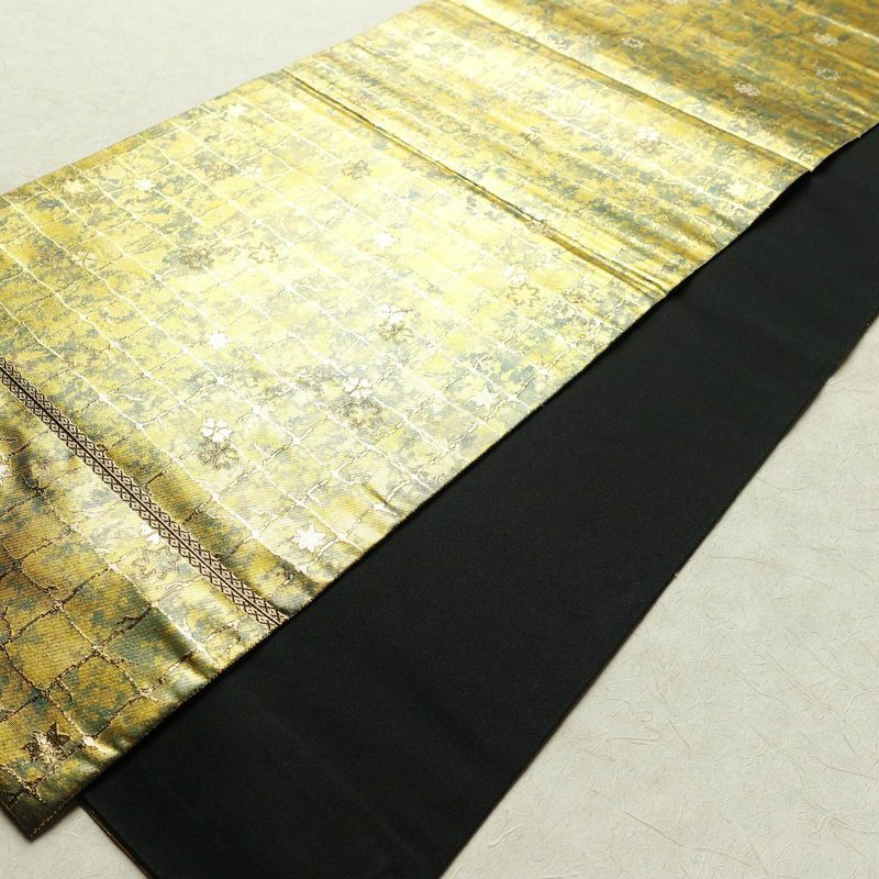 袋帯 服部織物 六通柄 美品 フォーマル用 正絹 花柄 箔 帯 金・銀_画像8