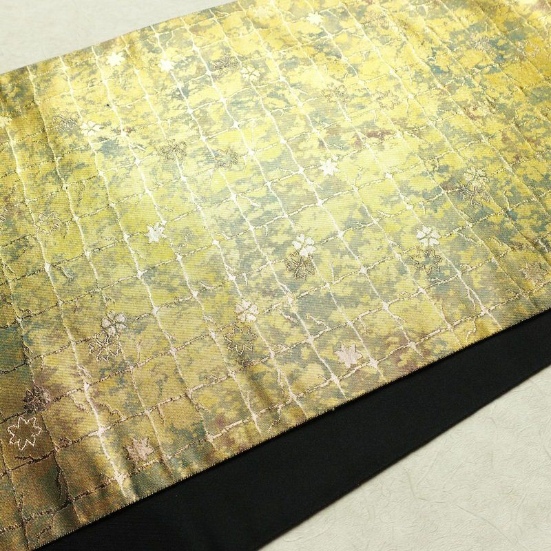 袋帯 服部織物 六通柄 美品 フォーマル用 正絹 花柄 箔 帯 金・銀_画像11
