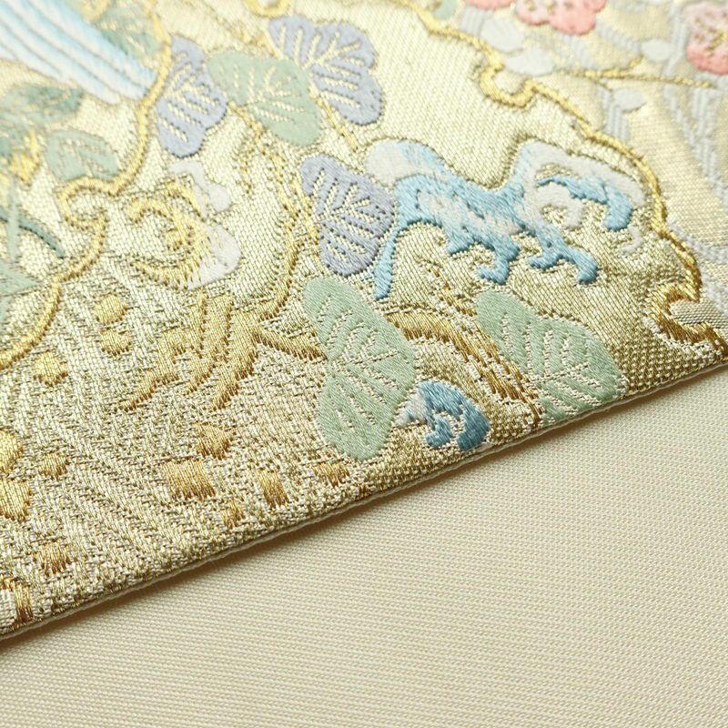 袋帯 献上流水雪輪文 六通柄 美品 フォーマル用 正絹 古典柄 箔 金糸 帯 白_画像11