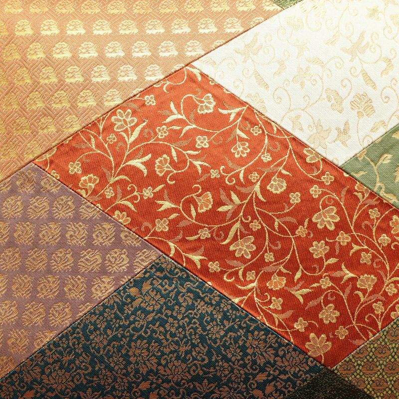 袋帯 切嵌 太鼓柄 良品 フォーマル用 正絹 木の葉・植物柄 箔 帯 緑・うぐいす色_画像2