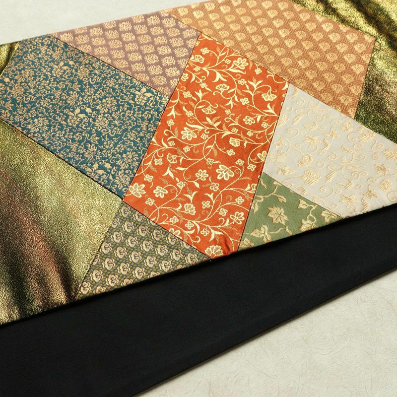 袋帯 切嵌 太鼓柄 良品 フォーマル用 正絹 木の葉・植物柄 箔 帯 緑・うぐいす色_画像10