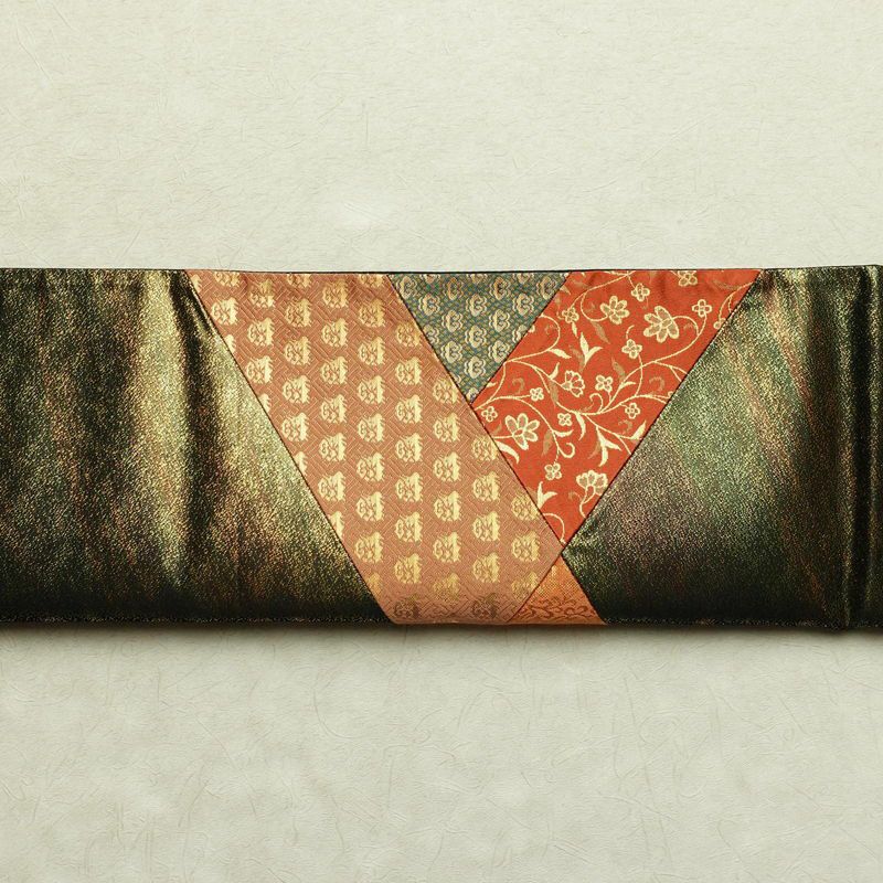 袋帯 切嵌 太鼓柄 良品 フォーマル用 正絹 木の葉・植物柄 箔 帯 緑・うぐいす色_画像14