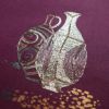 名古屋帯 太鼓柄 良品 正絹 その他の柄 通し仕立て 箔 刺繍 金糸 帯 紫・藤色_画像5