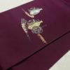 名古屋帯 太鼓柄 良品 正絹 その他の柄 通し仕立て 箔 刺繍 金糸 帯 紫・藤色_画像11