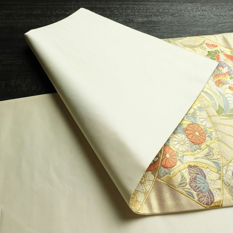 袋帯 本金漆箔 六通柄 良品 フォーマル用 正絹 古典柄 箔 金糸 帯 クリーム_画像8