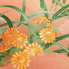 名古屋帯 太鼓柄 良品 正絹 木の葉・植物柄 名古屋仕立て 帯 ピンク_画像3