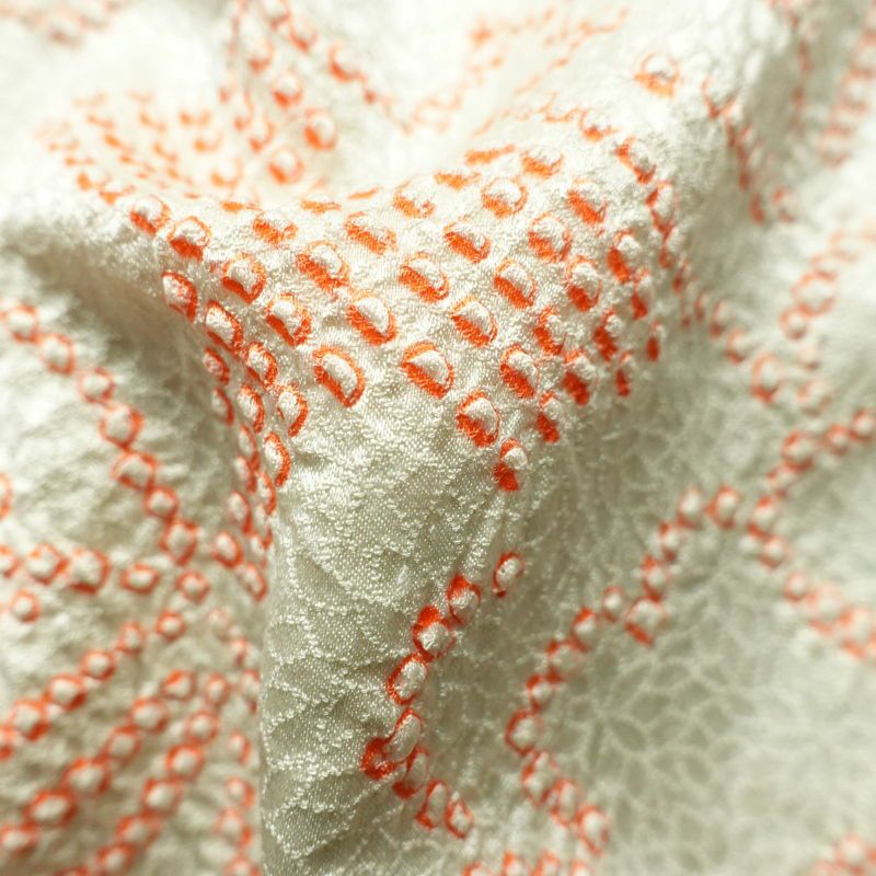 小紋 絞り 正絹 花柄 袷仕立て 身丈154cm 裄丈65cm 一部しつけ糸付き 着物 クリーム_画像21