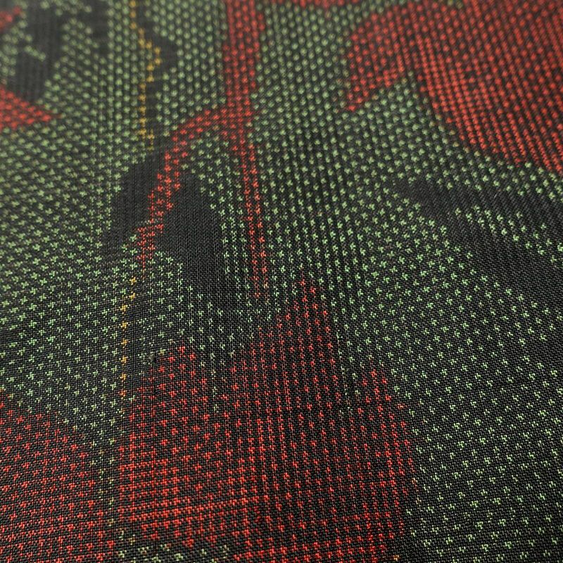 大島紬 良品 証紙なし 正絹 木の葉・植物柄 袷仕立て 身丈160.5cm 裄丈64cm 一部しつけ糸付き 着物 緑・うぐいす色_画像8