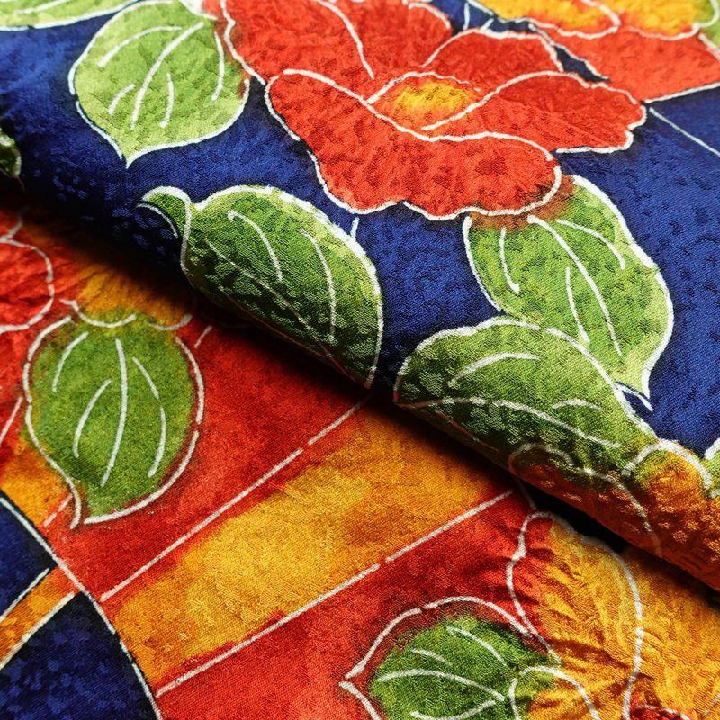 小紋 正絹 花柄 袷仕立て 身丈152cm 裄丈66.5cm 一部しつけ糸付き 着物 青・紺_画像20