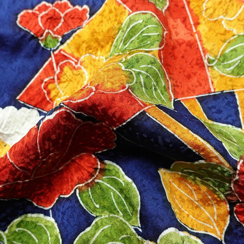 小紋 正絹 花柄 袷仕立て 身丈152cm 裄丈66.5cm 一部しつけ糸付き 着物 青・紺_画像21