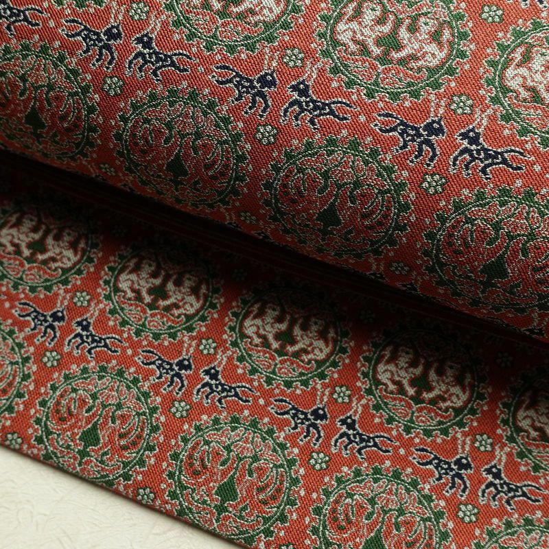 名古屋帯 全通柄 美品 正絹 幾何学柄・抽象柄 名古屋仕立て 帯 ピンク_画像6