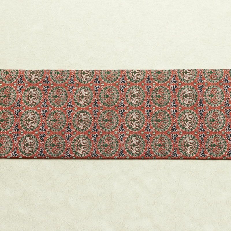 名古屋帯 全通柄 美品 正絹 幾何学柄・抽象柄 名古屋仕立て 帯 ピンク_画像12