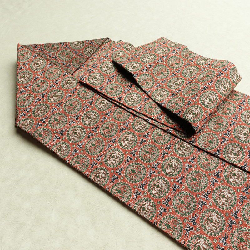 名古屋帯 全通柄 美品 正絹 幾何学柄・抽象柄 名古屋仕立て 帯 ピンク_画像19