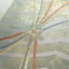 名古屋帯 太鼓柄 正絹 幾何学柄・抽象柄 名古屋仕立て 箔 金糸 帯 青・紺_画像3