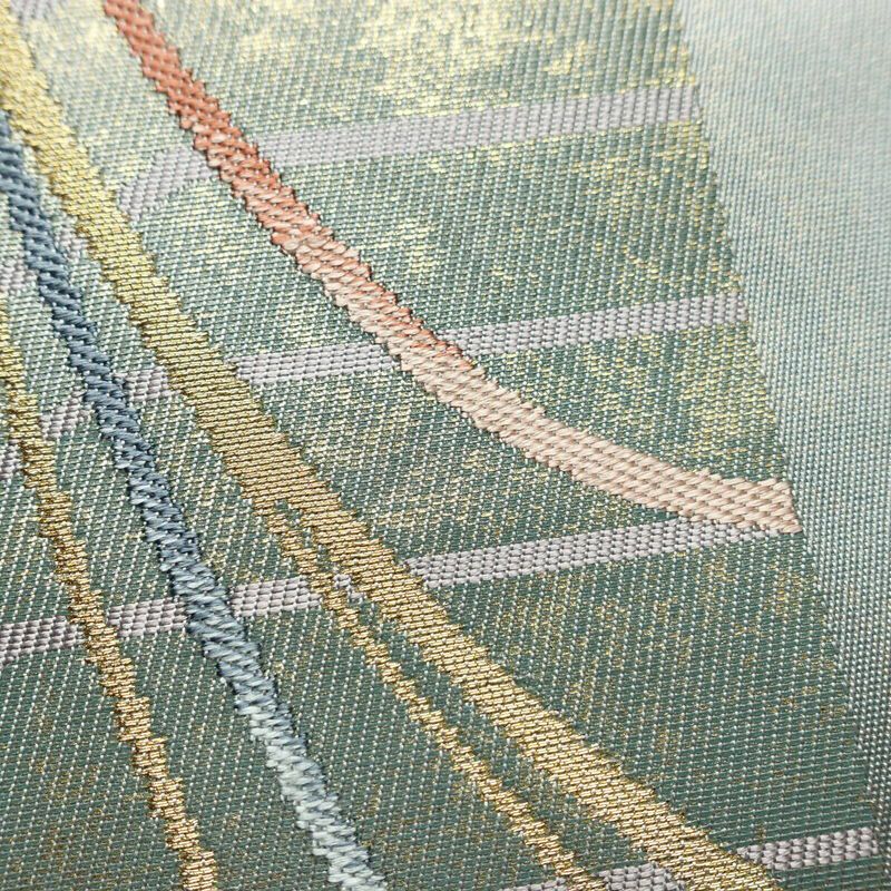 名古屋帯 太鼓柄 正絹 幾何学柄・抽象柄 名古屋仕立て 箔 金糸 帯 青・紺_画像4