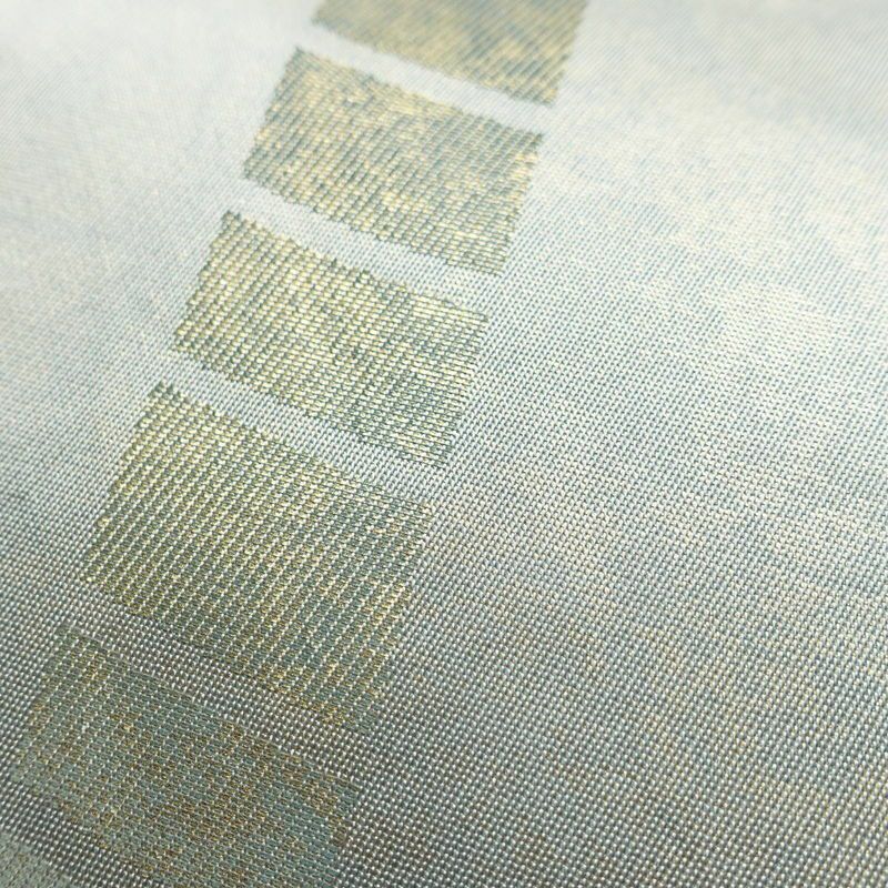 名古屋帯 太鼓柄 正絹 幾何学柄・抽象柄 名古屋仕立て 箔 金糸 帯 青・紺_画像5