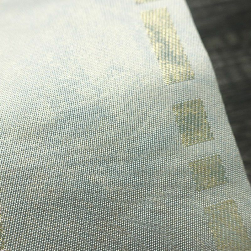 名古屋帯 太鼓柄 正絹 幾何学柄・抽象柄 名古屋仕立て 箔 金糸 帯 青・紺_画像6