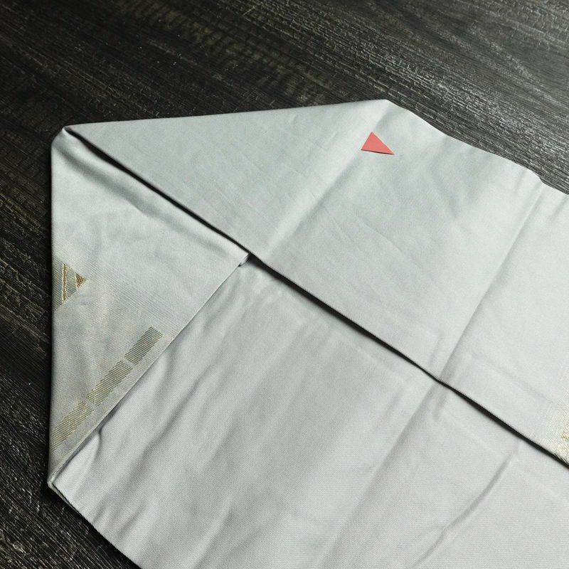 名古屋帯 太鼓柄 正絹 幾何学柄・抽象柄 名古屋仕立て 箔 金糸 帯 青・紺_画像15